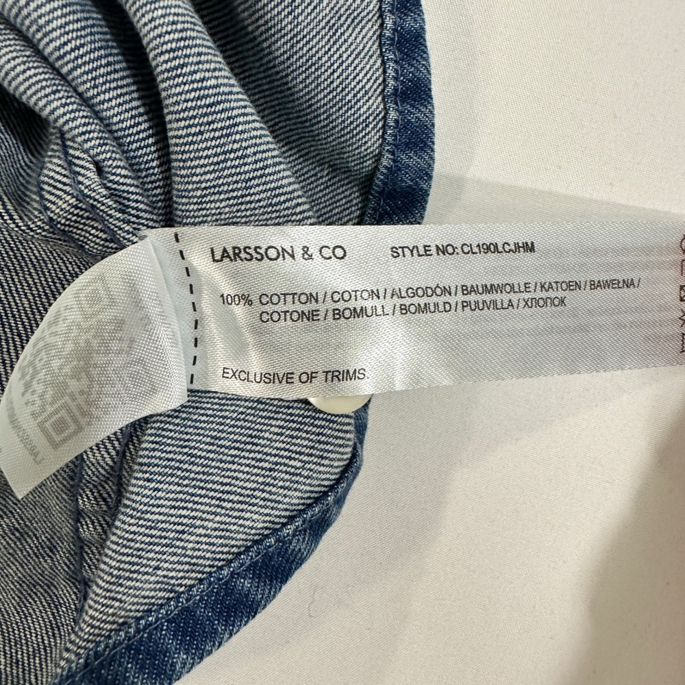 Larsson & Co Freddie Denim Shirt Mens Small Blue Long Sleeve Button Down Cotton - Picture 8 of 10
